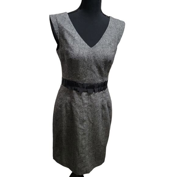 Banana Republic Gray Black White Wool Blend Tweed Pencil Dress, Sz 4 - Picture 2 of 9
